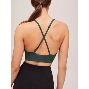 Girlfriend Collective Moss Green Topanga Halter Sports Bra Size S